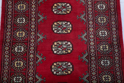 Bokhara Red Runner Hand Knotted 27 X 107 Area Rug 700-147919 Image 3