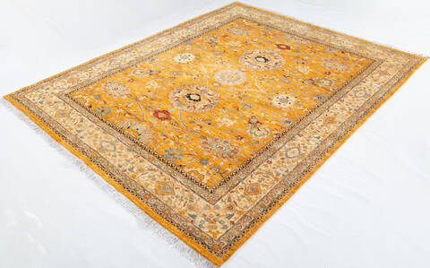 Chobi Yellow Hand Knotted 82 X 100 Area Rug 700-147922 Image 2