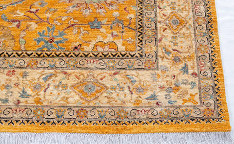 Chobi Yellow Hand Knotted 82 X 100 Area Rug 700-147922 Image 3