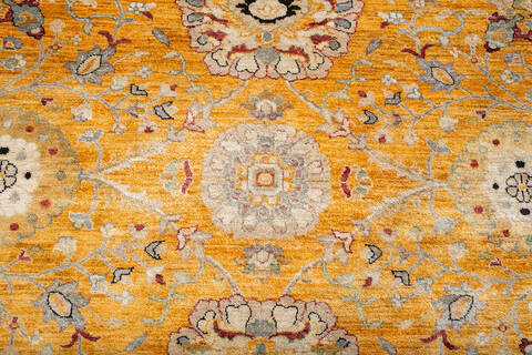 Chobi Yellow Hand Knotted 82 X 100 Area Rug 700-147922 Image 4