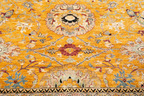 Chobi Yellow Hand Knotted 82 X 100 Area Rug 700-147922 Image 5