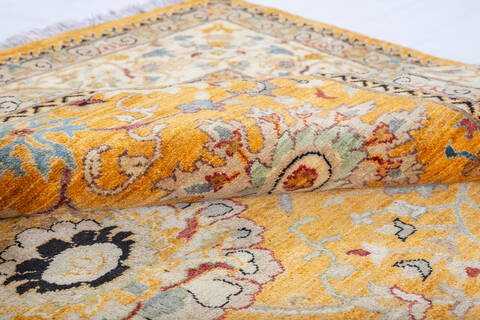 Chobi Yellow Hand Knotted 82 X 100 Area Rug 700-147922 Image 6