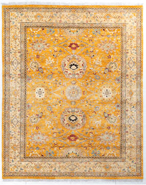Afghan Chobi Yellow Rectangle 8x10 ft Wool Carpet 147922