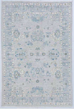 Afghan Chobi Light Gray Rectangle 4x6 ft Wool Carpet 147928