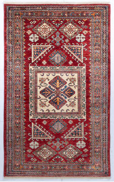 Kazak Red Hand Knotted 3'11" X 6'4"  Area Rug 700-147929