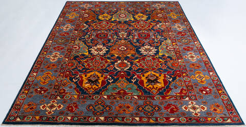 Chobi Blue Hand Knotted 82 X 102 Area Rug 700-147932 Image 1