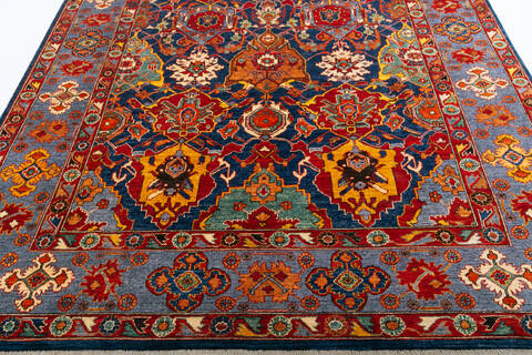 Chobi Blue Hand Knotted 82 X 102 Area Rug 700-147932 Image 2