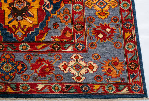 Chobi Blue Hand Knotted 82 X 102 Area Rug 700-147932 Image 4