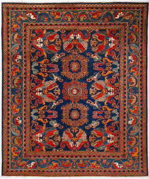 Chobi Blue Hand Knotted 8'3" X 9'10"  Area Rug 700-147933