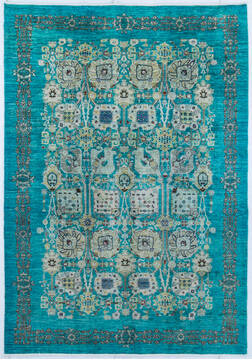 Afghan Chobi Green Rectangle 6x9 ft Wool Carpet 147936