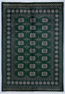 Pakistani Bokhara Green Rectangle 5x7 ft Wool Carpet 147937