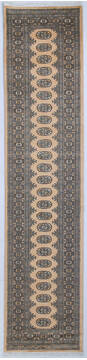 Pakistani Bokhara Beige Runner 10 to 12 ft Wool Carpet 147938