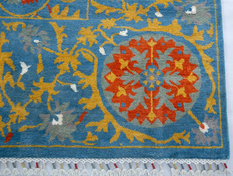 Chobi Light Blue Hand Knotted 61 X 90 Area Rug 700-147948 Image 3