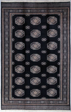 Pakistani Bokhara Black Rectangle 7x10 ft Wool Carpet 147950