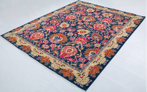 Chobi Blue Hand Knotted 82 X 101  Area Rug 700-147952 Image 2