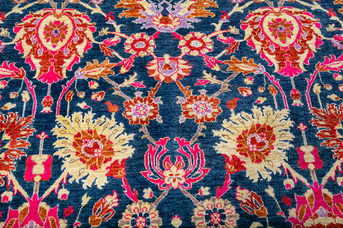 Chobi Blue Hand Knotted 82 X 101  Area Rug 700-147952 Image 3