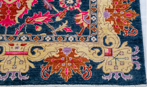 Chobi Blue Hand Knotted 82 X 101  Area Rug 700-147952 Image 4