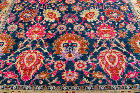 Chobi Blue Hand Knotted 82 X 101  Area Rug 700-147952 Image 5