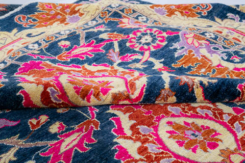 Chobi Blue Hand Knotted 82 X 101  Area Rug 700-147952 Image 6