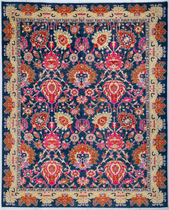 Chobi Blue Hand Knotted 82 X 101  Area Rug 700-147952 Image 0