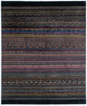 Chobi Black Hand Knotted 8'1" X 10'0"  Area Rug 700-147954