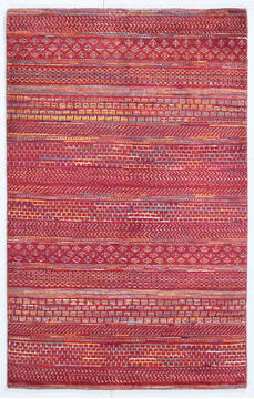 Chobi Red Hand Knotted 4'0" X 6'4"  Area Rug 700-147957