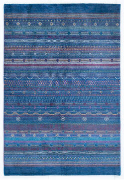 Chobi Blue Hand Knotted 4'7" X 6'8"  Area Rug 700-147958