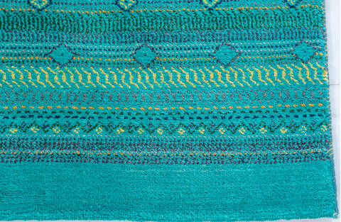 Chobi Green Runner Hand Knotted 27 X 86 Area Rug 700-147960 Image 3