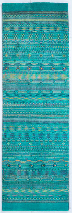 Chobi Green Runner Hand Knotted 27 X 86 Area Rug 700-147960 Image 0