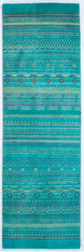 Afghan Chobi Green Runner 6 to 9 ft Wool Carpet 147960