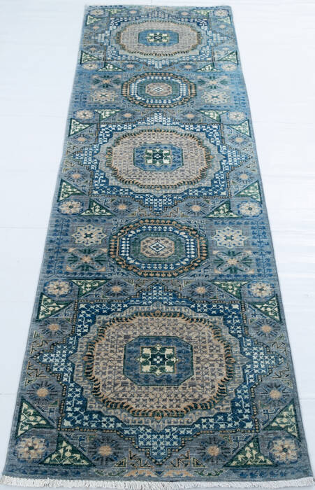Chobi Grey Runner Hand Knotted 211 X 910 Area Rug 700-147962 Image 1
