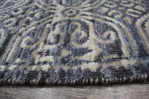 Geometric Grey Runner Hand Knotted 26 X 41 Area Rug 905-147970 Image 6