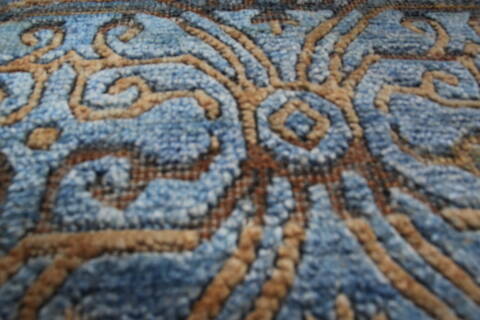 Geometric Blue Runner Hand Knotted 26 X 40 Area Rug 905-147971 Image 3