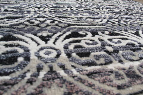 Geometric Black Runner Hand Knotted 26 X 60 Area Rug 905-147973 Image 5