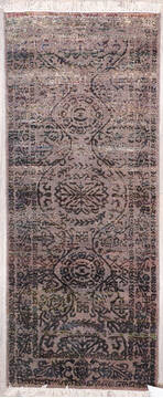 Jaipur Black Runner Hand Knotted 2'6" X 6'0"  Area Rug 905-147981