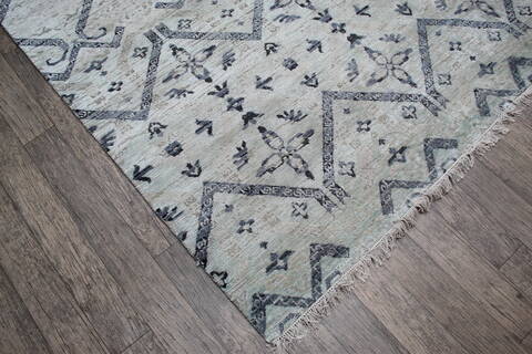 Jaipur Light Blue Hand Knotted 80 X 101 Area Rug 905-147988 Image 7