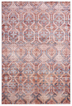 Indian Jaipur Red Rectangle 6x9 ft Wool and Raised Silk Carpet 147990
