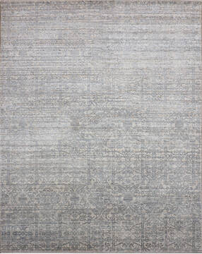 Indian Jaipur White Rectangle 8x10 ft Wool and Raised Silk Carpet 147995