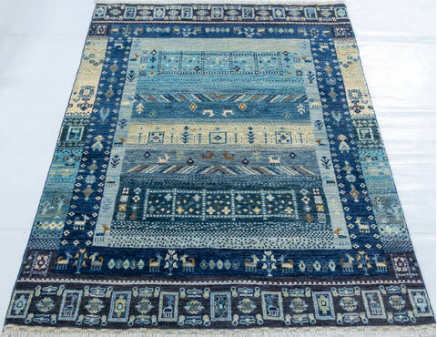 Chobi Blue Hand Knotted 41 X 511 Area Rug 700-147999 Image 1
