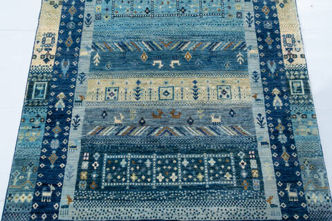 Chobi Blue Hand Knotted 41 X 511 Area Rug 700-147999 Image 4