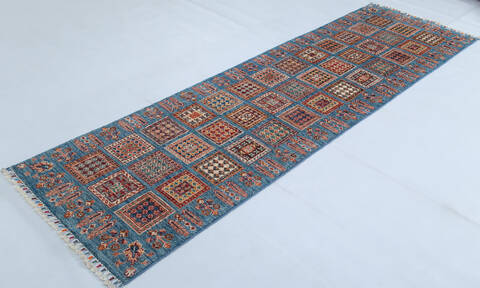 Chobi Blue Runner Hand Knotted 26 X 84 Area Rug 700-148000 Image 2