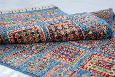 Chobi Blue Runner Hand Knotted 26 X 84 Area Rug 700-148000 Image 5