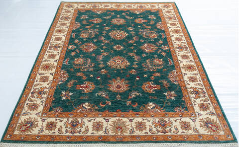 Chobi Green Hand Knotted 56 X 710 Area Rug 700-148005 Image 1