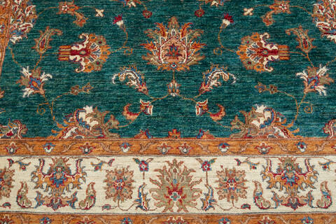Chobi Green Hand Knotted 56 X 710 Area Rug 700-148005 Image 4