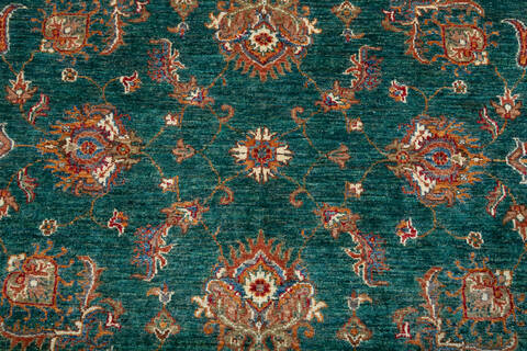 Chobi Green Hand Knotted 56 X 710 Area Rug 700-148005 Image 5