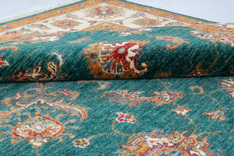 Chobi Green Hand Knotted 56 X 710 Area Rug 700-148005 Image 6