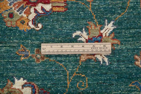 Chobi Green Hand Knotted 56 X 710 Area Rug 700-148005 Image 7