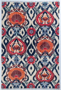 Afghan Chobi White Rectangle 6x9 ft Wool Carpet 148006