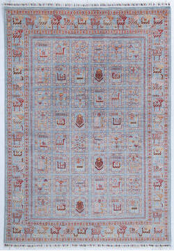 Chobi Grey Hand Knotted 5'7" X 8'0"  Area Rug 700-148008