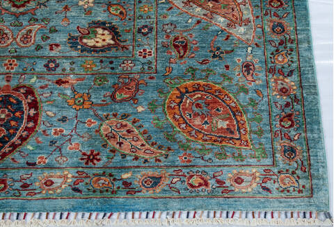Chobi Green Hand Knotted 61 X 82 Area Rug 700-148012 Image 3